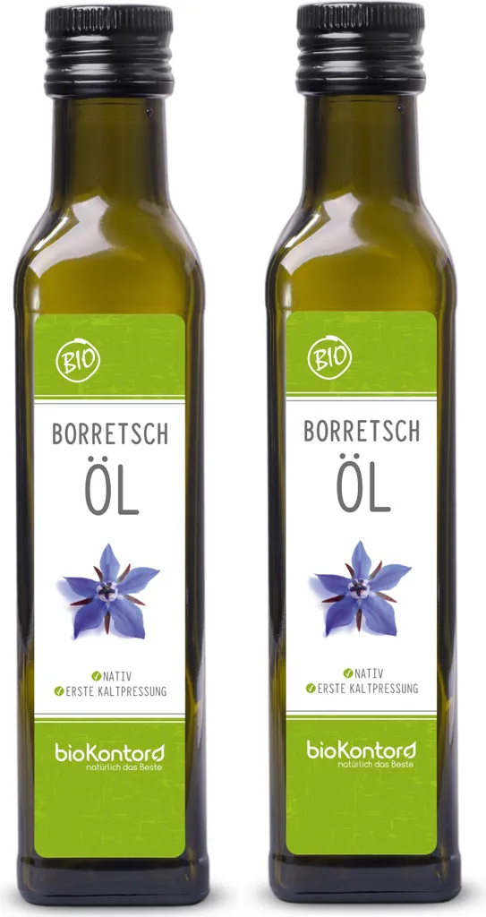 Borretschöl kaltgepresst 2x 250 ml (500 ml) I nativ - 100% rein I Rohkostqualiät von bioKontor