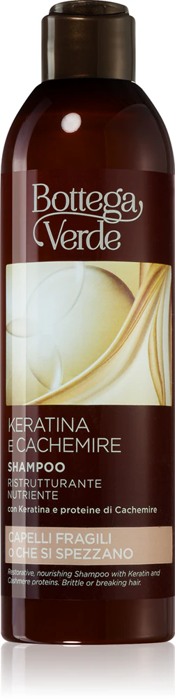 Bottega Verde Keratin & Cashmere Shampoo with nourishing effect for thin, stressed hair
