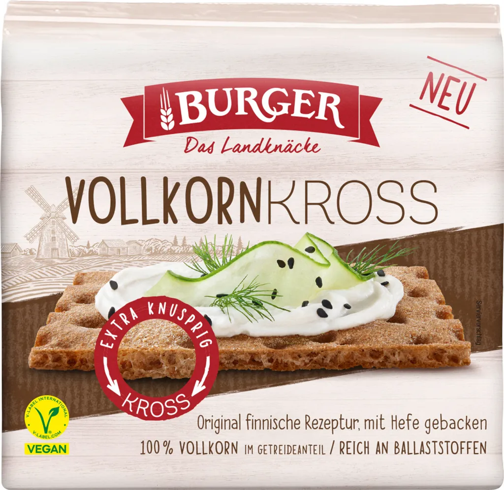 Brandt Burger Whole Grain Crispy Original Finnish Recipe Vegan 230g