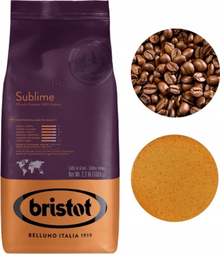 Bristot Sublime Arabica Espresso black bean coffee 1kg