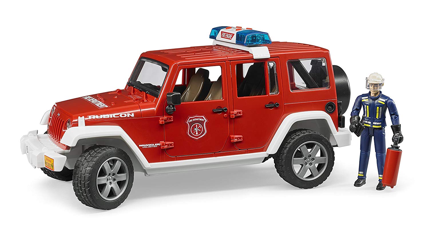 Bruder Jeep Wrangler Unlimited Rubicon Fire Engine Emergency Vehicle With Fireman