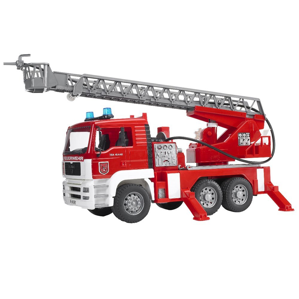 Bruder Man Fire Engine With Slewing Ladder Water Pump Light And Sound