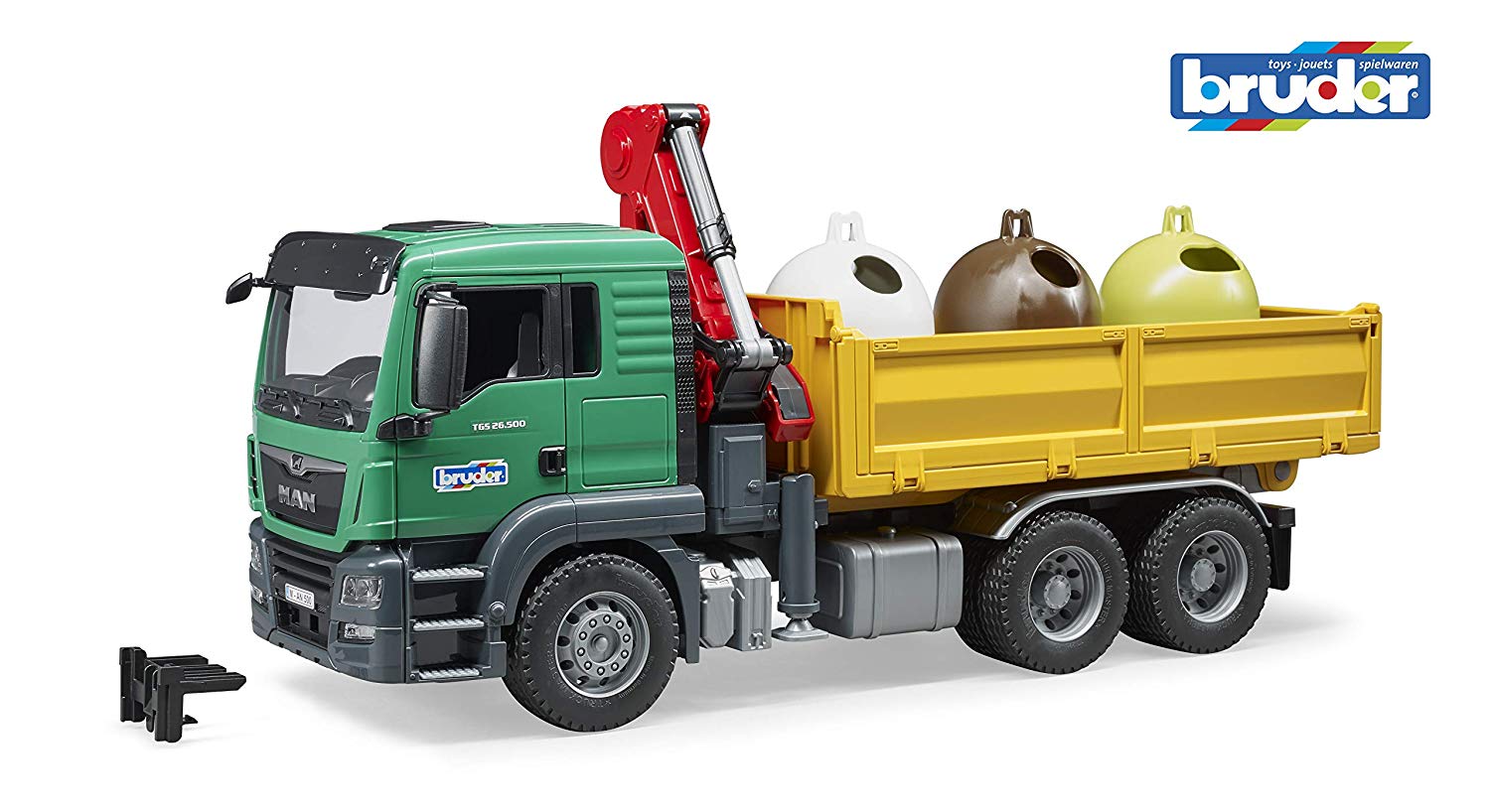 Bruder Man Tgs Truck With Load Crane And Old Glass Container Multi Coloured