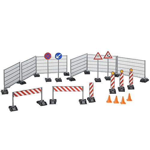 Bruder Bworld Accessories Construction Set with Railings Site Signs and Pylons