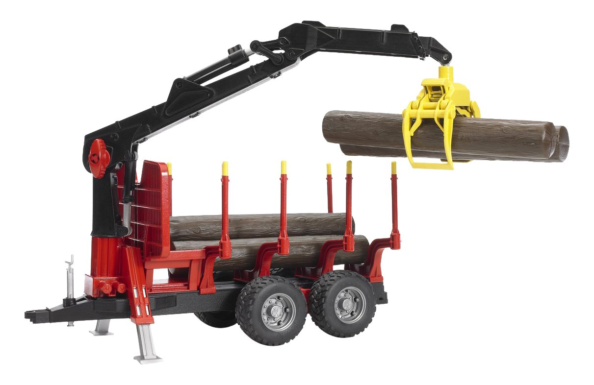 Bruder Forestry Trailer With Loading Crane Trunks And Grab