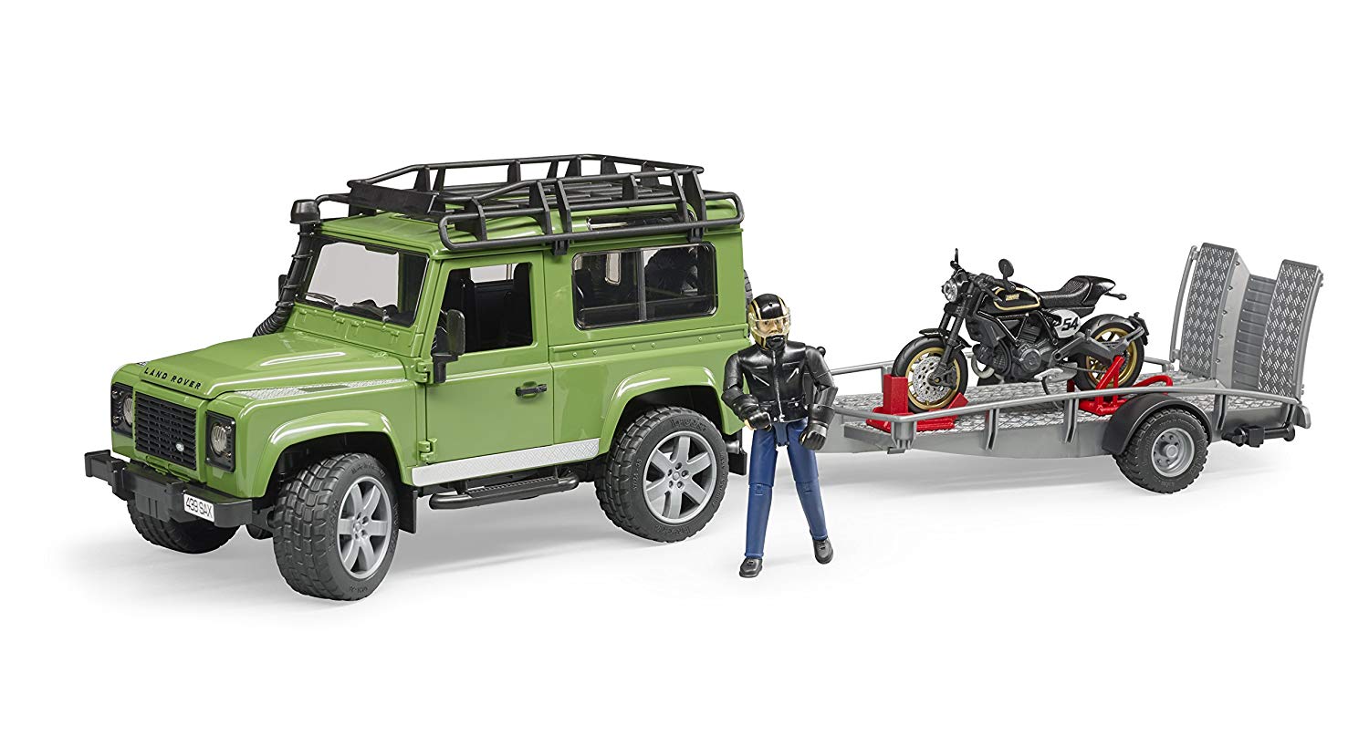 Bruder Land Rover Defender With Pendant Moto Scrambler Ducati Cafe And Character