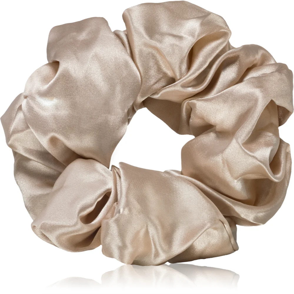 BrushArt Hair Large satin scrunchie set hair ties Cream & Black