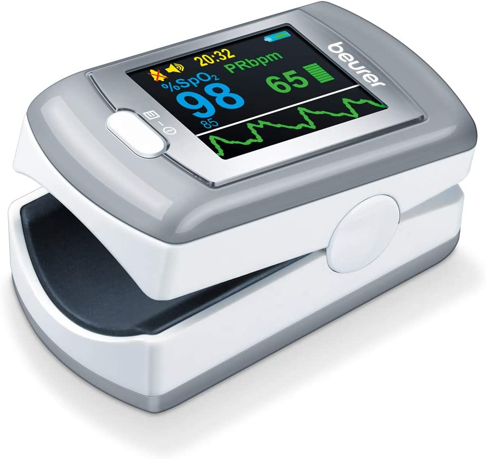 Beurer PO 80 Pulse Oximeter Measurement of Oxygen Saturation (SpO₂) and Heart Rate (Pulse), 24h Continuous Recording, Software \"beurer SpO₂ Assistant\", Alarm Function