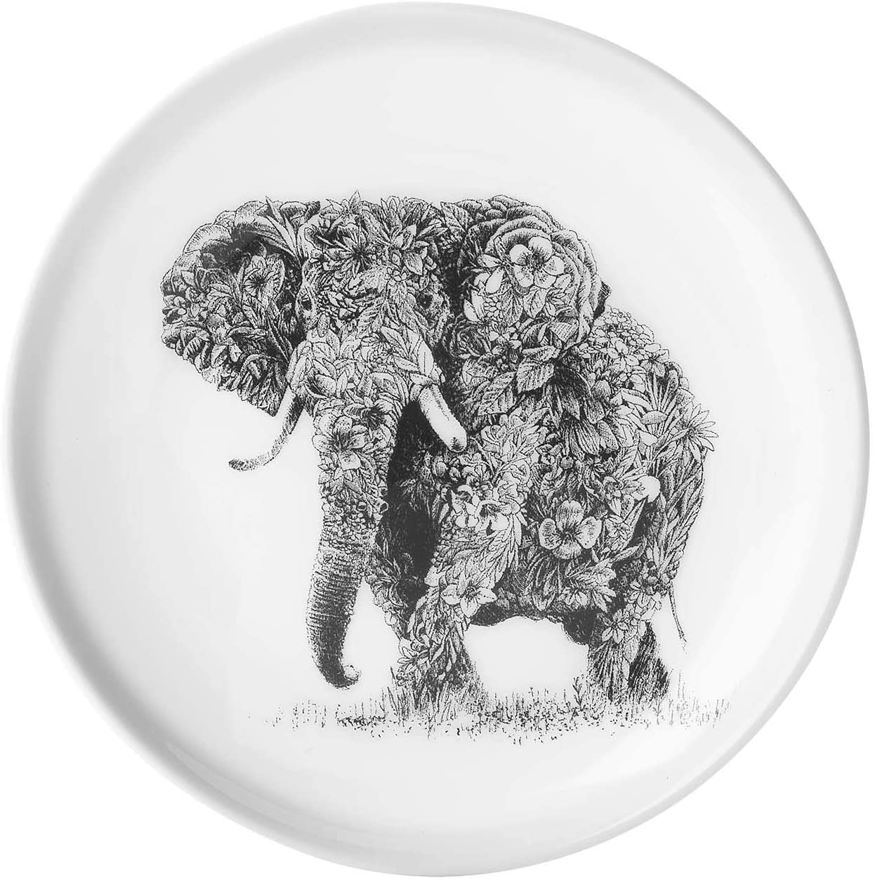 Maxwell & Williams DX0375 Marini Ferlazzo Plate African Elephant Bone China Porcelain Black White in Gift Box