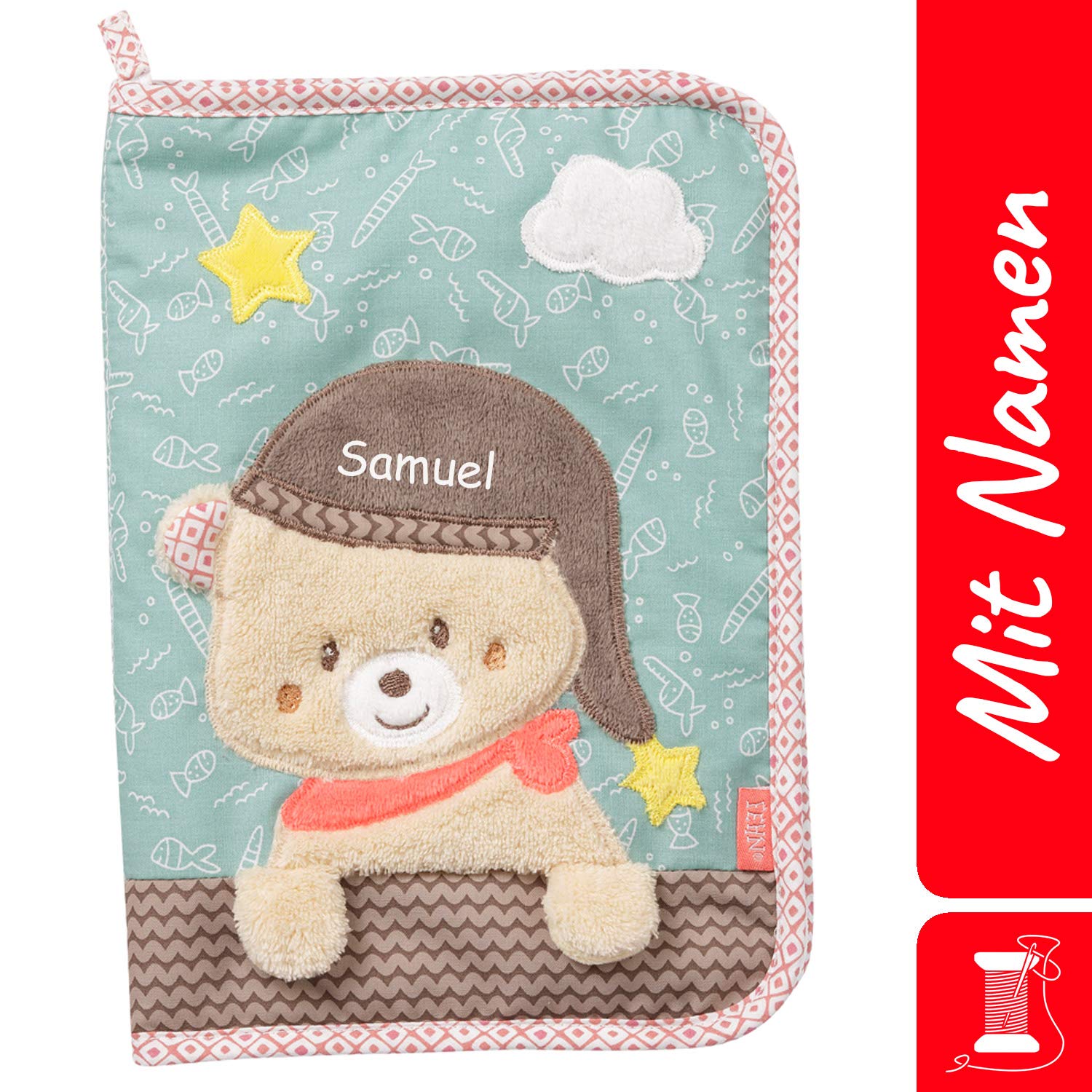 FEHN Bear Maternity Log Cover Document Bag for Maternity Passport Envelope Protective Cover for Examination Book Vaccination Record & Insurance Card