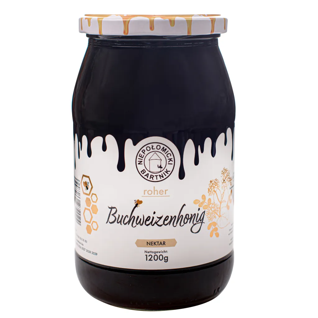 Buchweizenhonig 1200g Roh und Frisch Großes Glas Honig aus der Imkerei