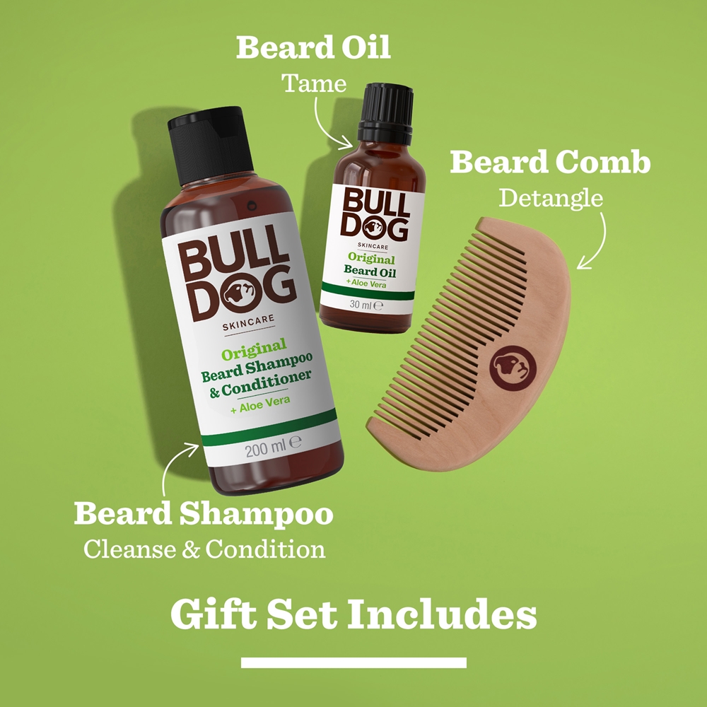 Bulldog Original Beard Care Kit Geschenkset für Herren Peach Wood 10,4 cm