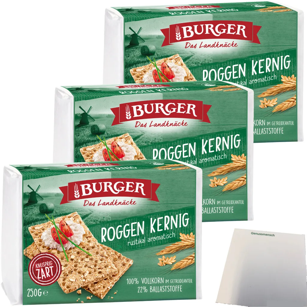Burger the Landknäcke Rye Crunchy rustic aromatic 3-pack (3x250g pack) + usy block