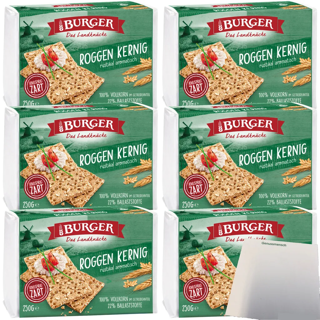 Burger the Landknäcke Rye Crunchy rustic aromatic 6-pack (6x250g pack) + usy block