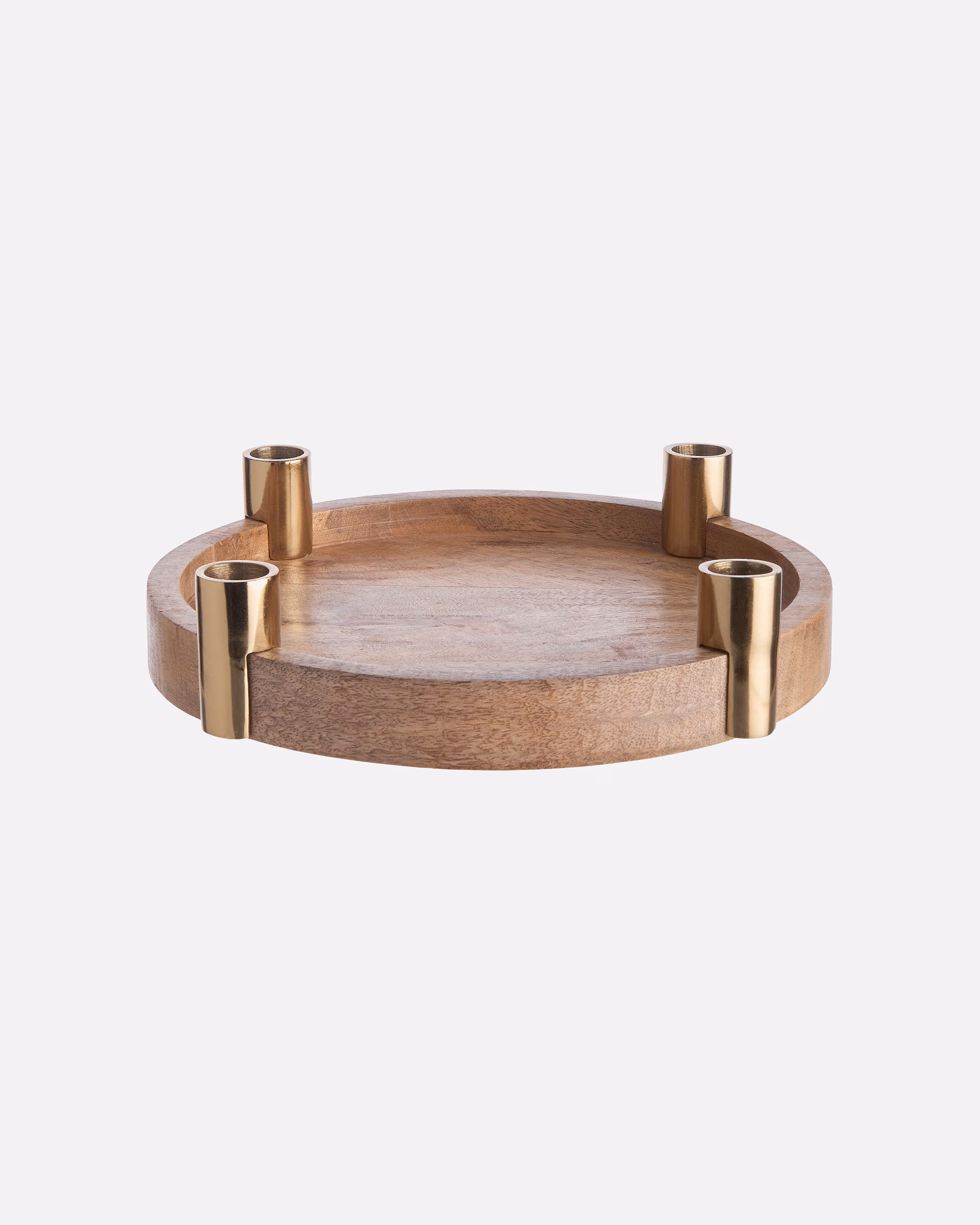 BUTLERS Decoration ACACIA wooden plate with 4 candle holders Ø26cm