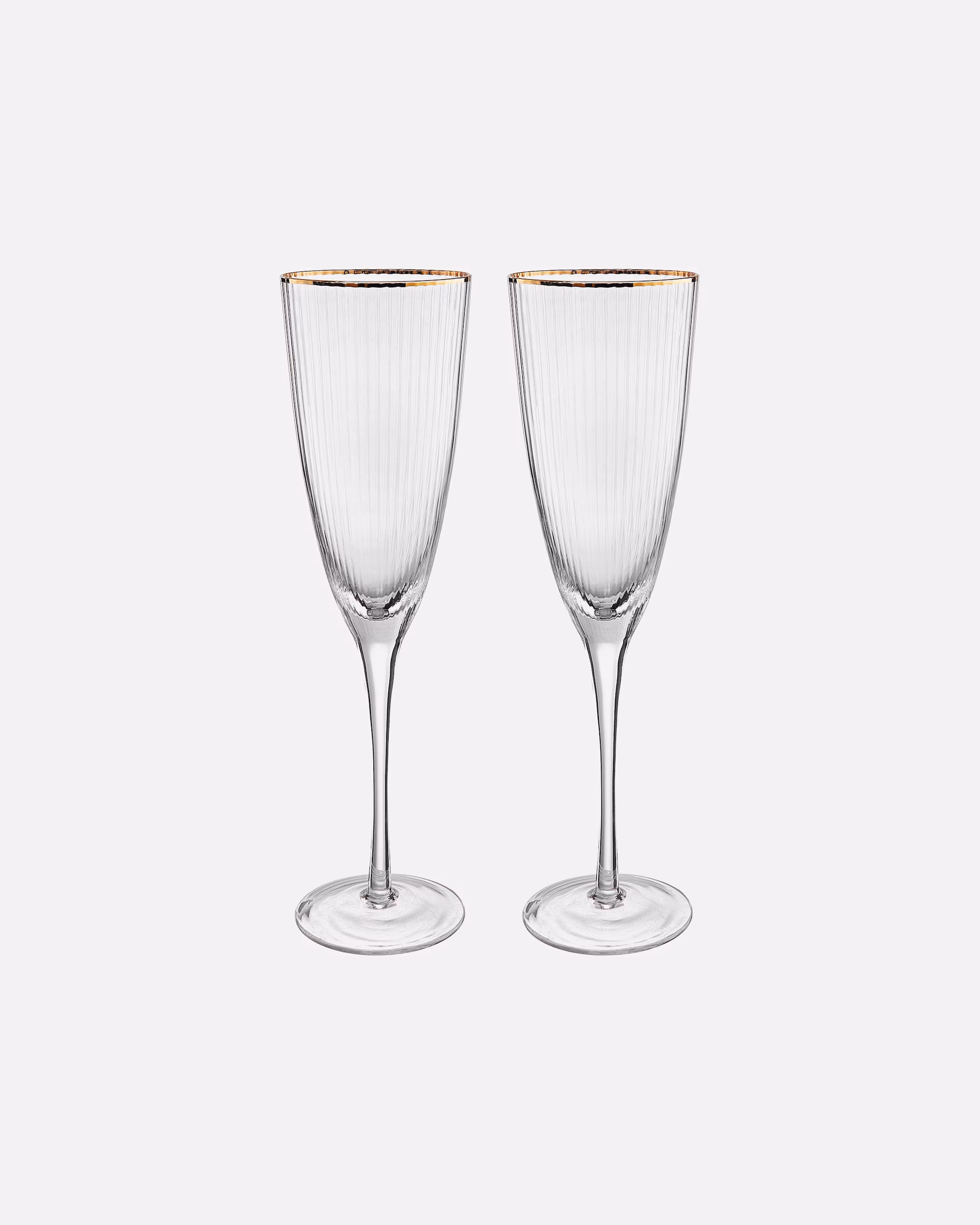 BUTLERS Glass GOLDEN TWENTIES 2x champagne glasses with gold rim and grooves 250 ml