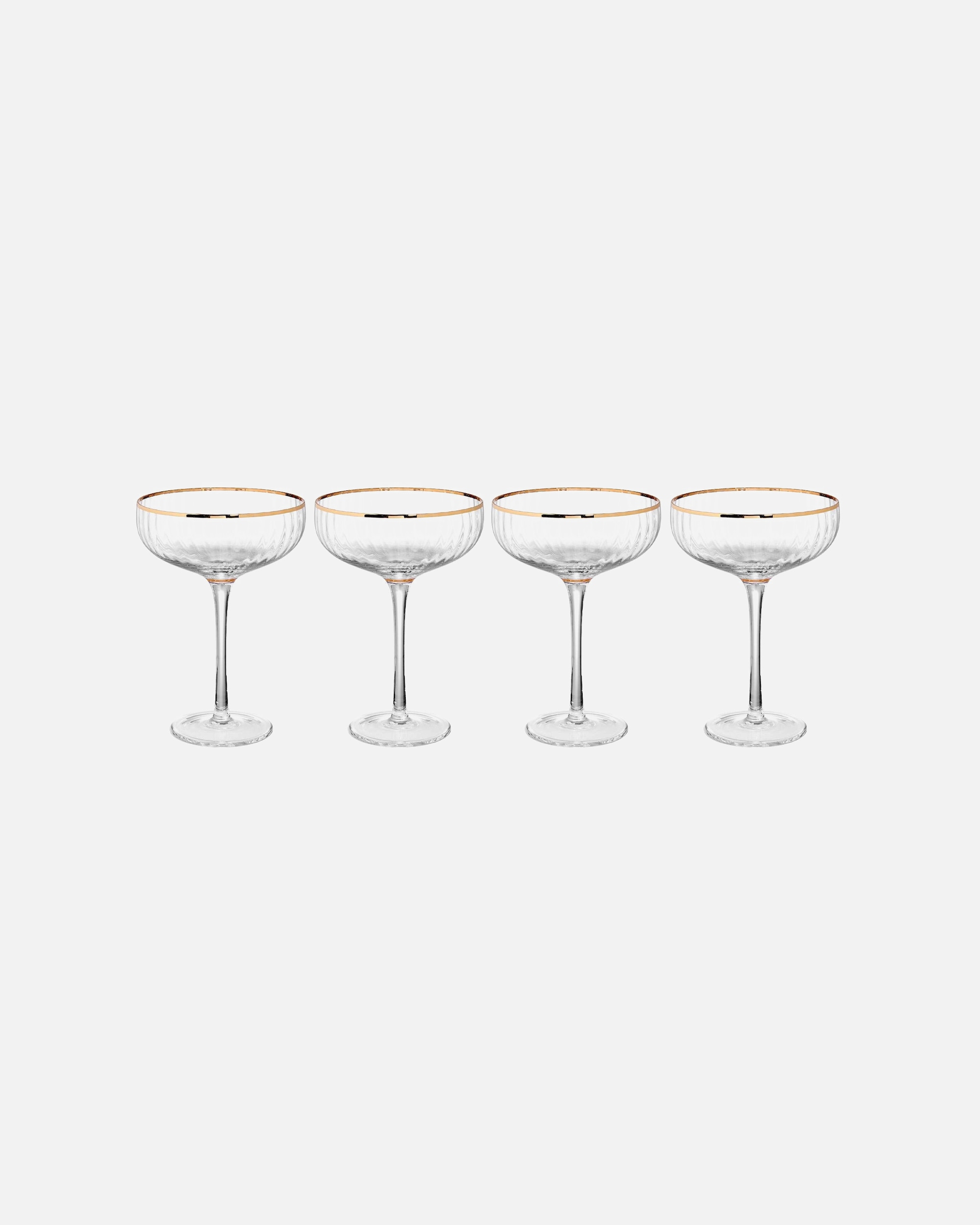 BUTLERS glass GOLDEN TWENTIES 4x champagne bowls with gold rim and grooves 400ml