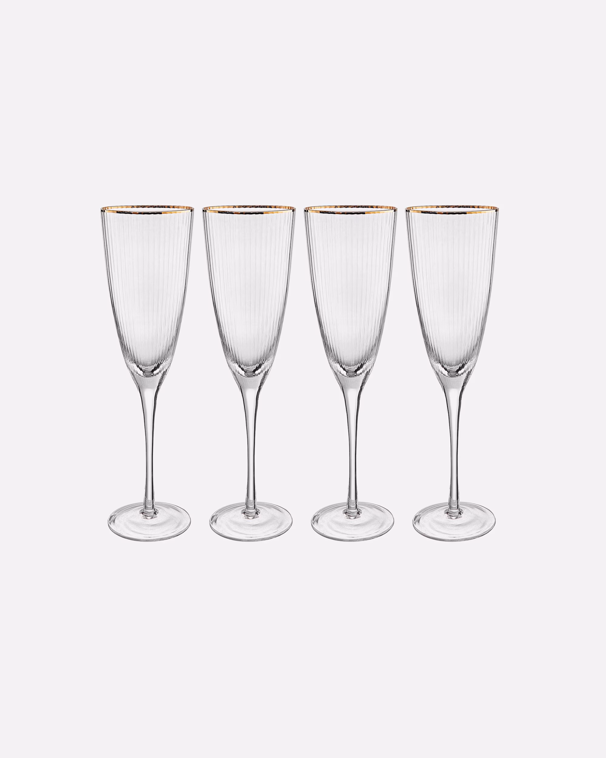 BUTLERS Glass GOLDEN TWENTIES 4x champagne glasses with gold rim and grooves 250 ml