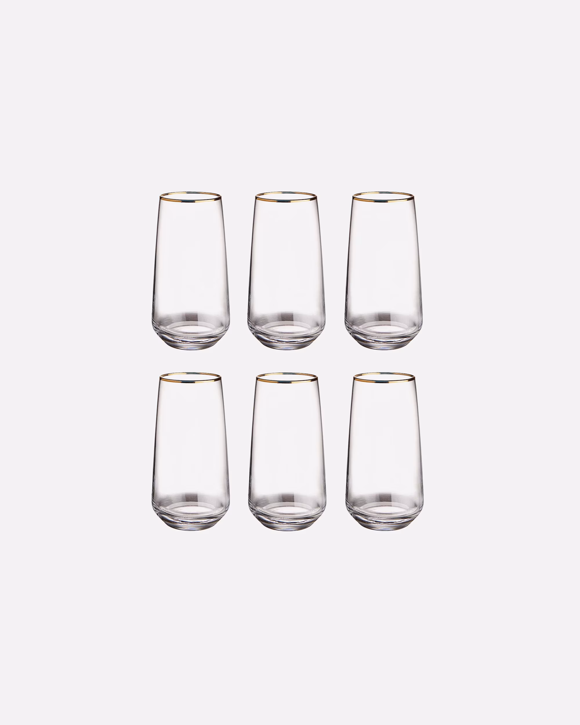 BUTLERS glass TOUCH OF GOLD 6x long drink glasses with gold rim 480 ml
