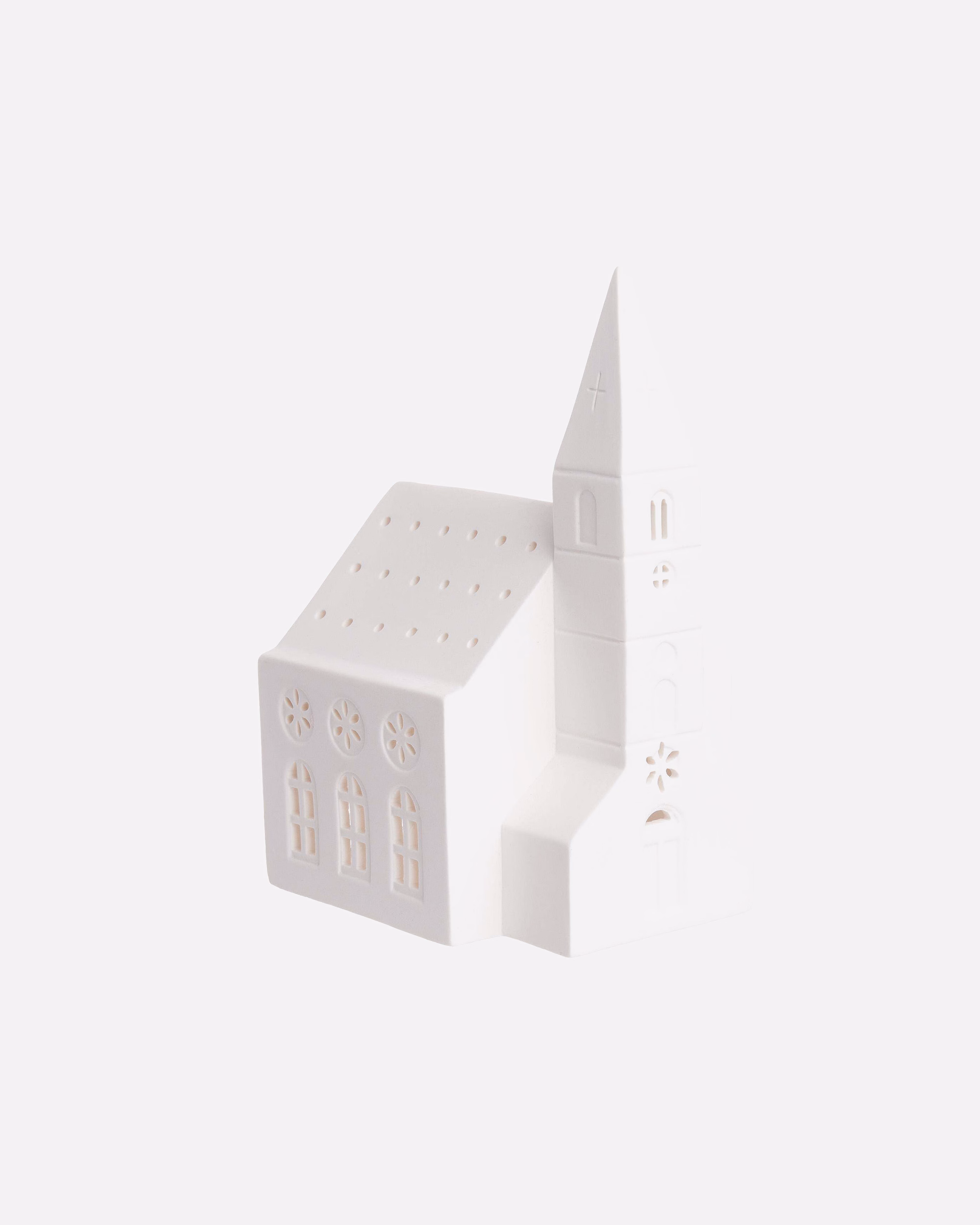 BUTLERS tealight holder WHITE CHRISTMAS tealight house church height 18cm