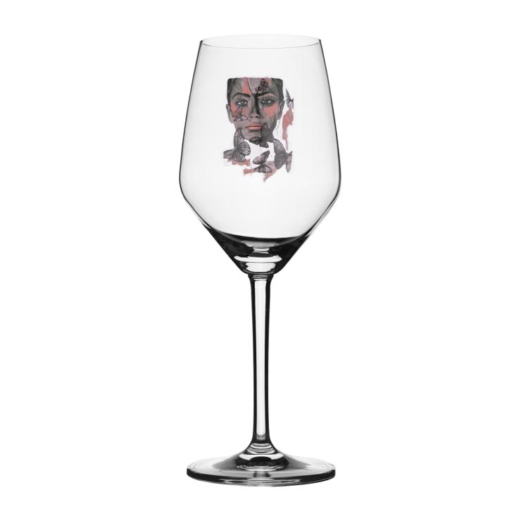 Butterfly queen rose/white wine glass