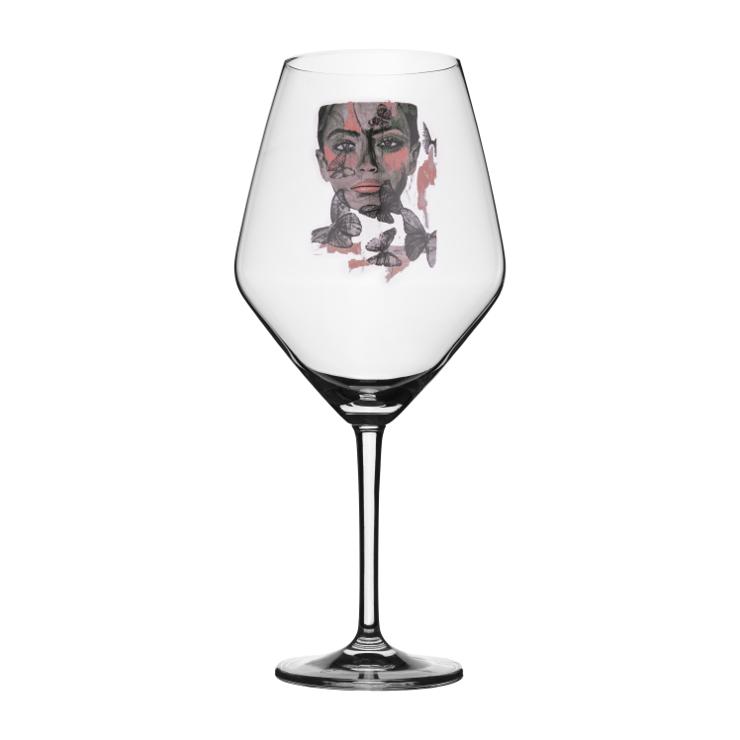 Butterfly queen red wine glass