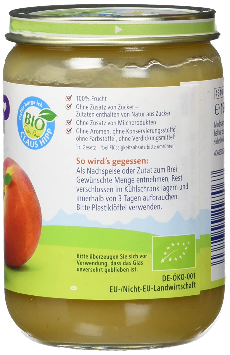 HiPP Früchte Pfirsich in Apfel, 190 g