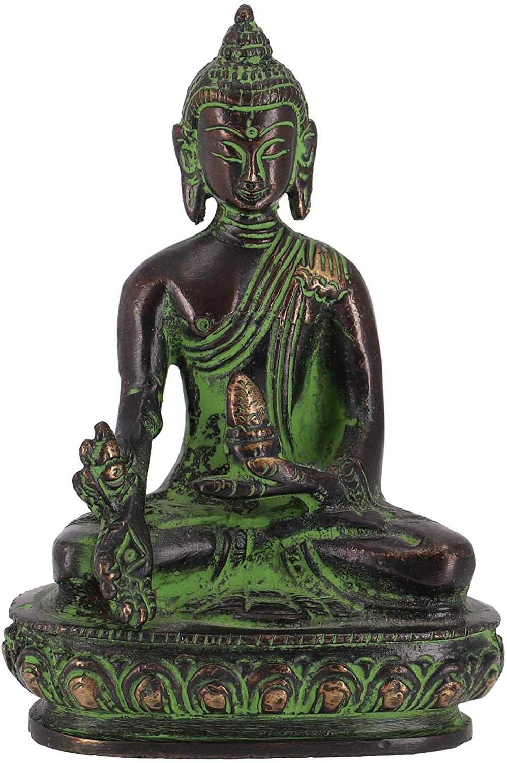 GURU SHOP Buddha Statue Brass Medicine Buddha 11 cm Model 16 Green Buddha