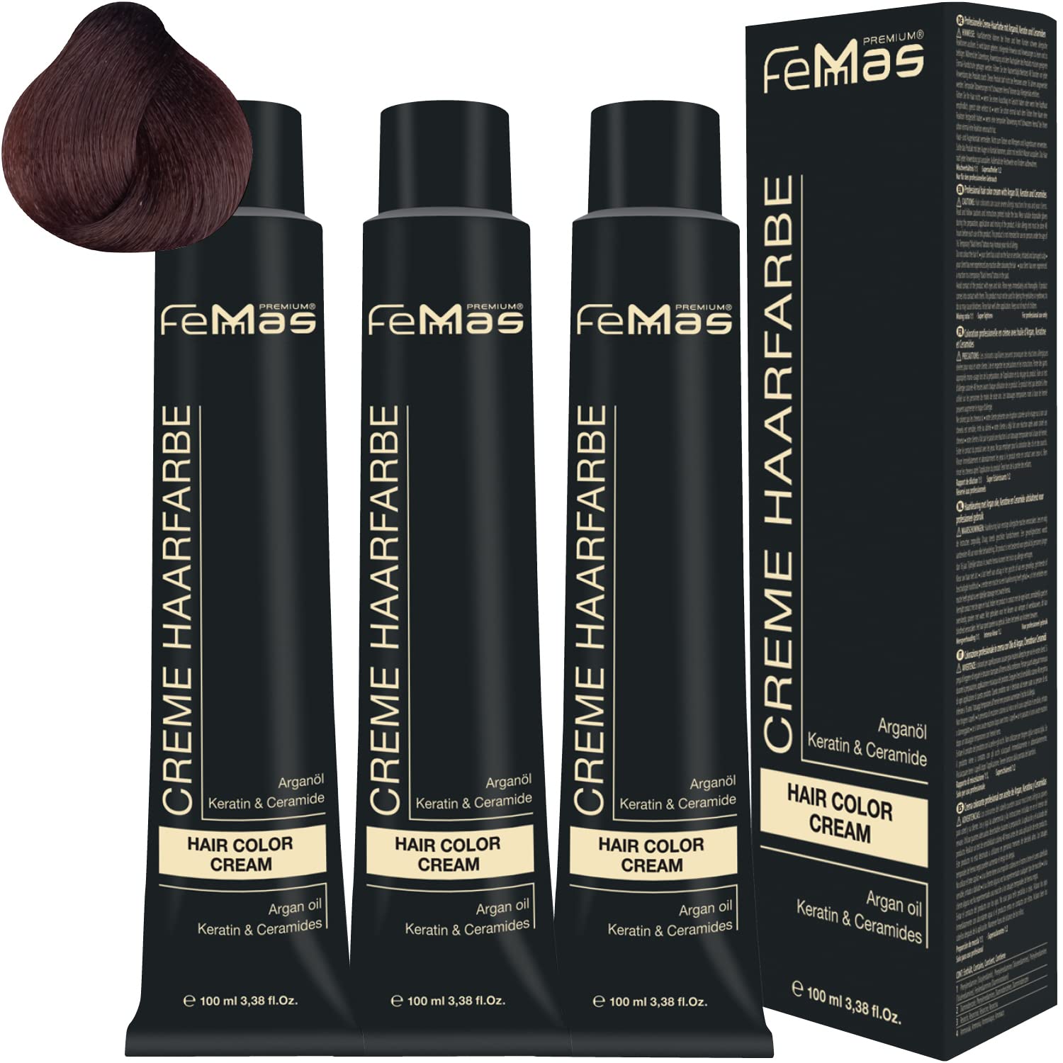 Femmas Hair Colour Cream 100 ml Hair Colour Pack of 3 Dark Blonde Mahogany Amber 6.58, ‎dark
