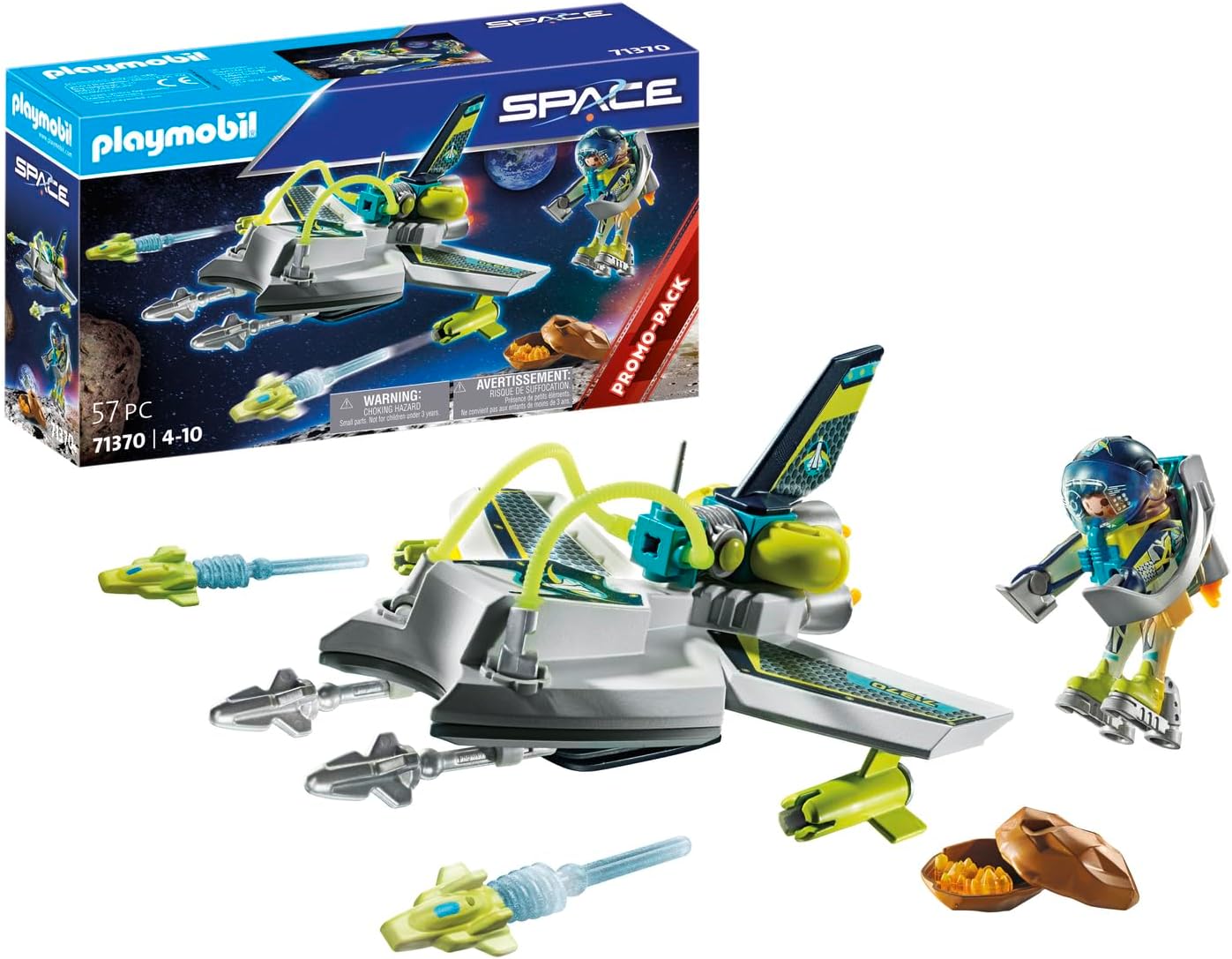 PLAYMOBIL Space Promo Pack 71370 High-Tech Space Drone, Space, Jetbag and Shootable Cannons, Toy for Children from 4 Years