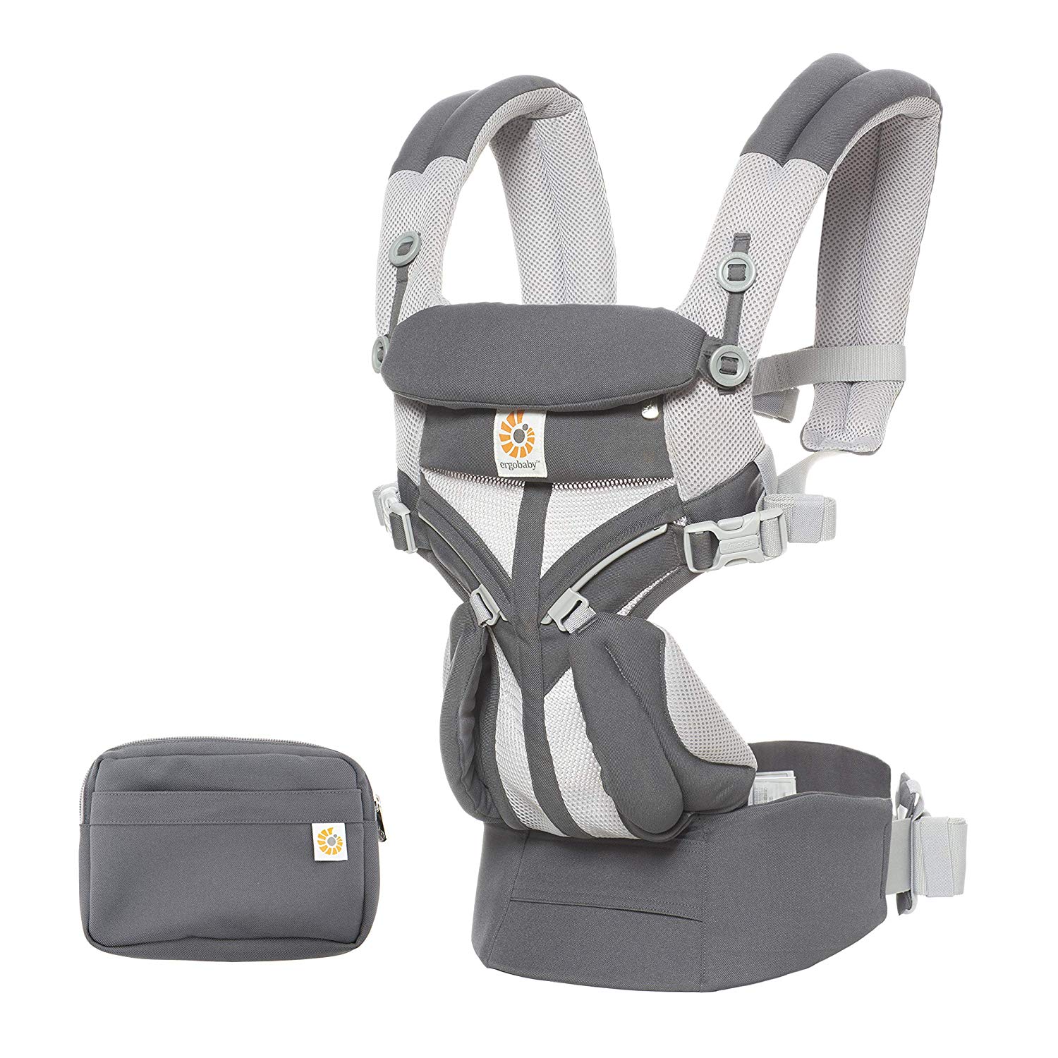 Ergobaby baby carrier for newborns from birth up to 20 kg, 4-in-1 Omni 360 Cool Air Mesh Carbon grey, child carrier carrier system