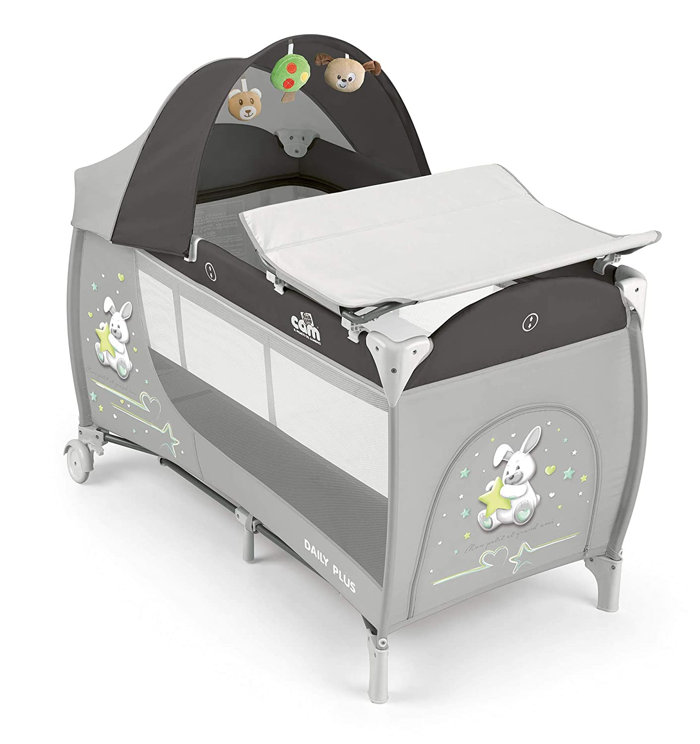 Cam Daily Plus Travel Cot Large 120 X 60 Cm Including Changing Mat, Travel 