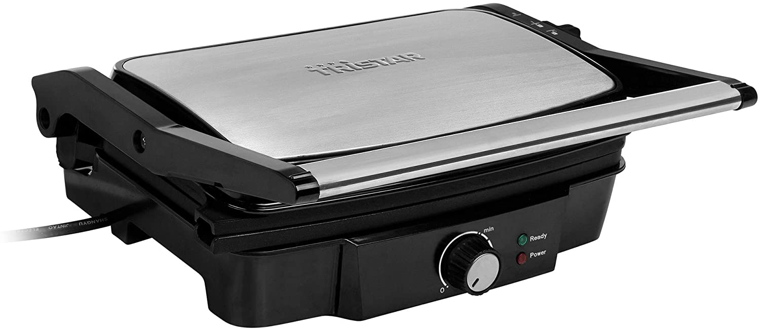 Tristar Contact Grill GR-2846, Sandwich Maker with Stainless Steel Design, 