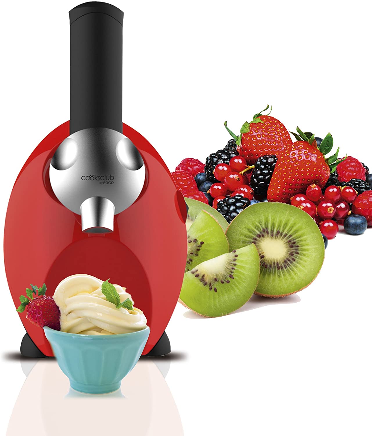 Sogo FDM-SS-5245 Frozen Fruit Ice Cream Maker, 150 W, Red/Black