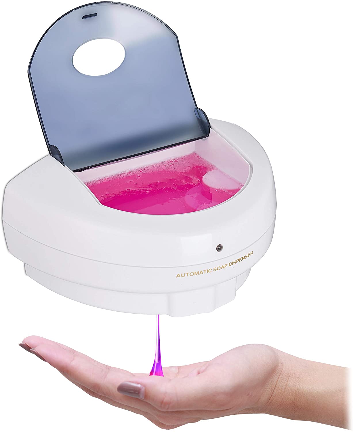 Relaxdays Automatic Soap Dispenser, Infrared Sensor, Refillable, Volume 500 ml, No Touch Disinfectant Dispenser, White
