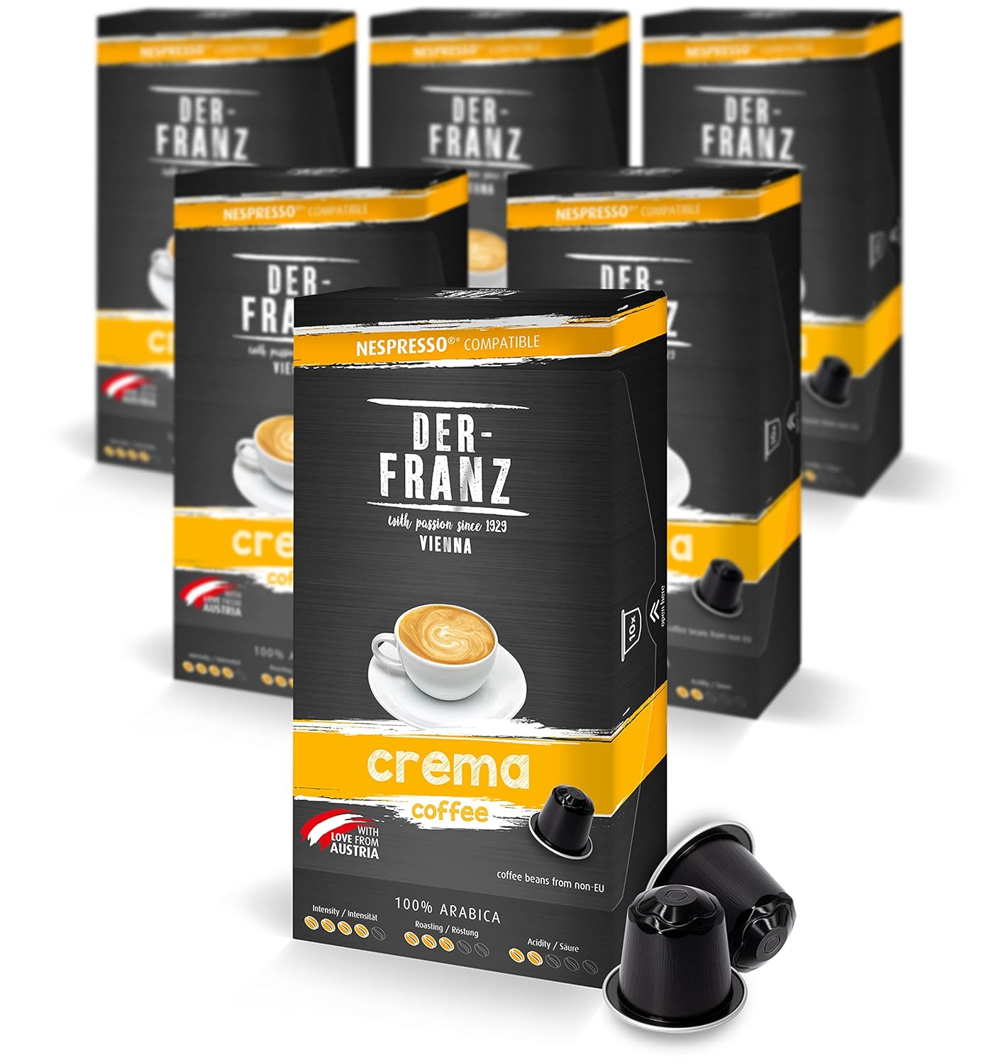 Nespresso Compatible Coffee Capsules, 6 x 10 Capsules, Crema