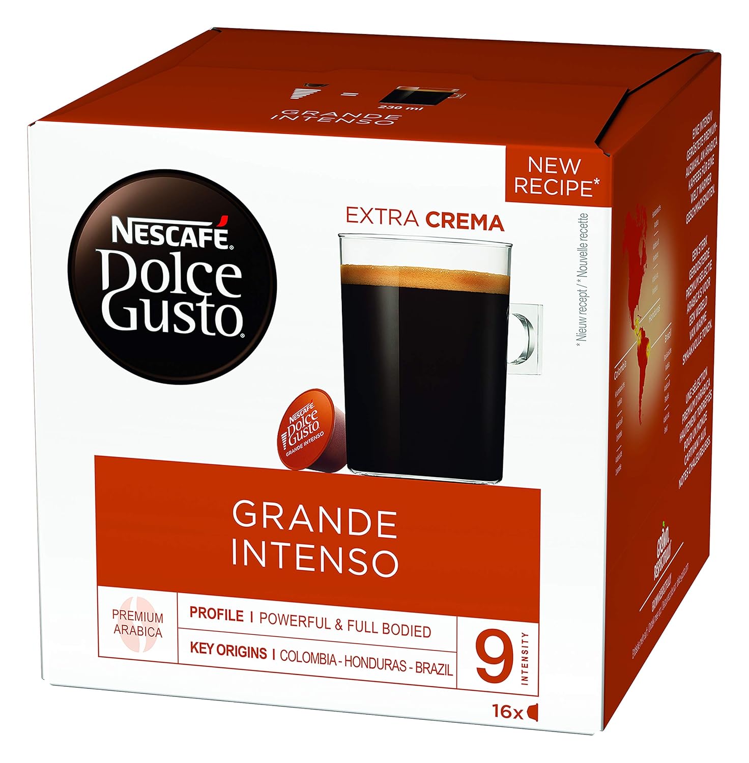 NESCAFÉ Dolce Gusto Grande Intenso 16 Coffee Capsules (Arabica Beans from East Africa and South America, Hazelnut Brown Crema, Aroma Sealed Capsules), Pack of 1 (1 x 16 Capsules)