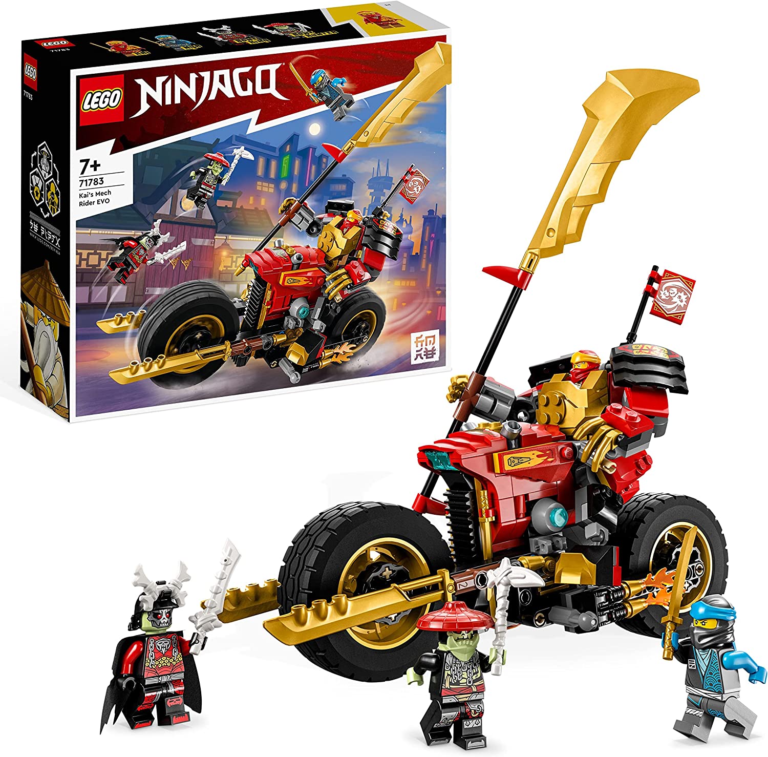 LEGO 71783 NINJAGO Kais Mech-Bike EVO Upgradable Ninja Motorcycle Toy with 2 Mini Figures - Kai and a Skeleton Warrior for Children from 7 Years