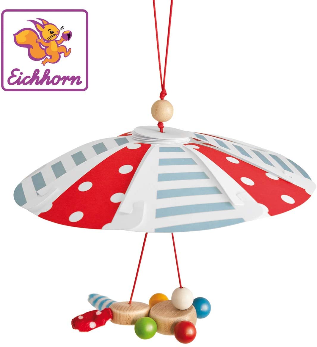 Eichhorn 100017029 Baby Mobile with Rabbit on Parachute, FSC 100% Certified Beech Wood