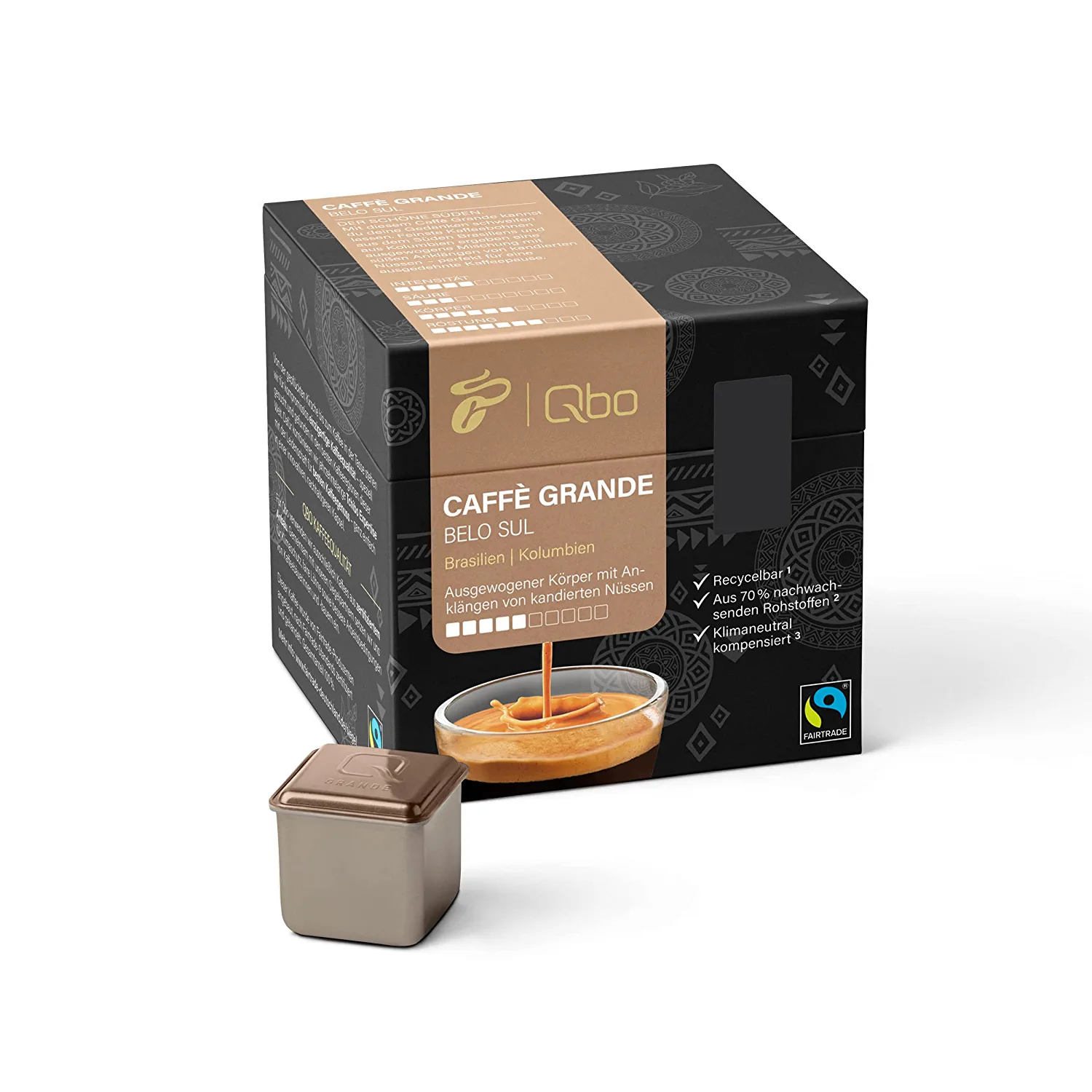 Tchibo Qbo Caffè Grande Belo Sul Premium Kaffeekapseln, 27 Stück (Caffè Grande, Intensität 5/10, ausgewogen und nussig), nachhaltig, aus 70% nachwachsenden Rohstoffen & klimaneutral kompensiert