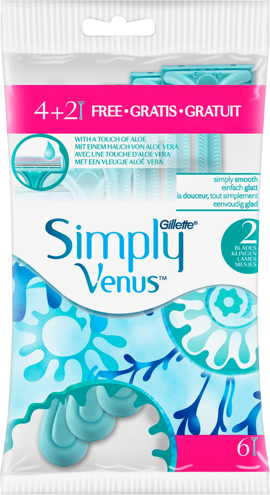 Disposable Razor Simply Venus, 4 2 Pcs, 6 Pcs
