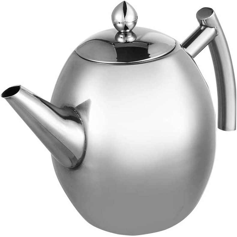MAGT MAGT Stainless Steel Kettle Teapot with Filter Large Capacity Thickened Flat Base Coffee Tea Water Container with Filter (1000 ml)
