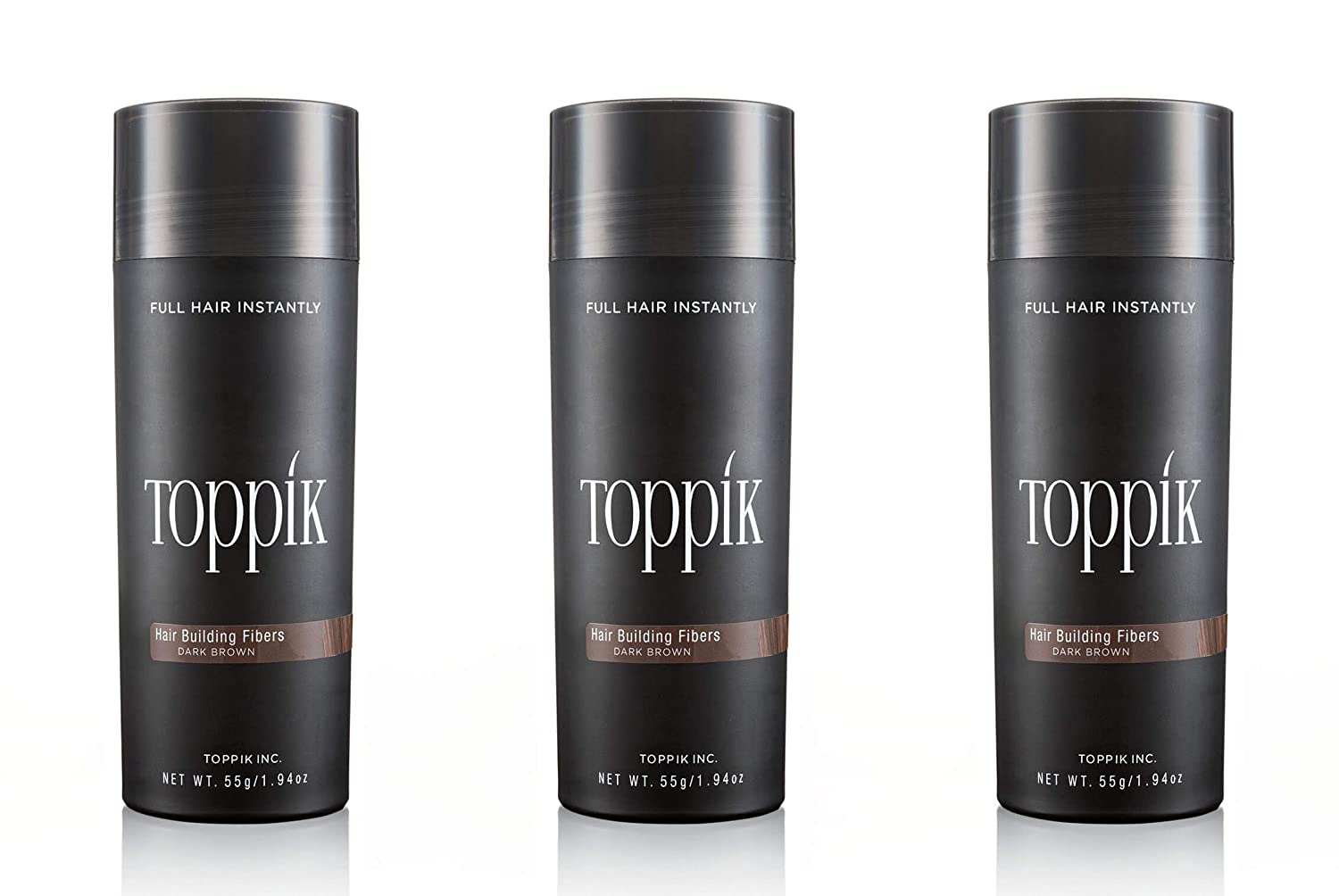 Toppik 55g Hair Thickening Fibres Set of 3 Dark Brown, ‎dunkelbraun