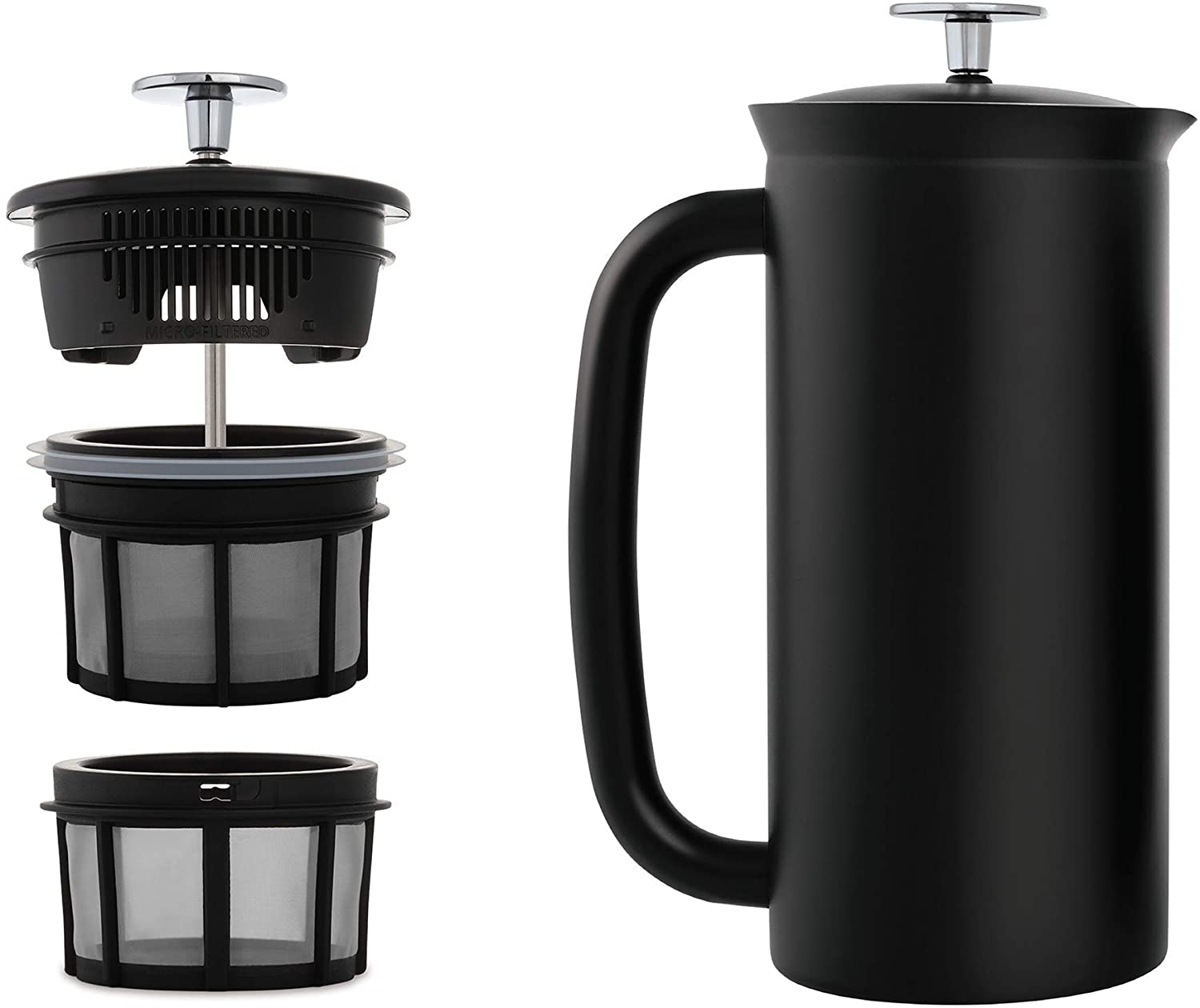 Espro French Press P7 Coffee Stamp Jug, Coffee Maker, Stainless Steel, Matte Black, 0.95 Litres