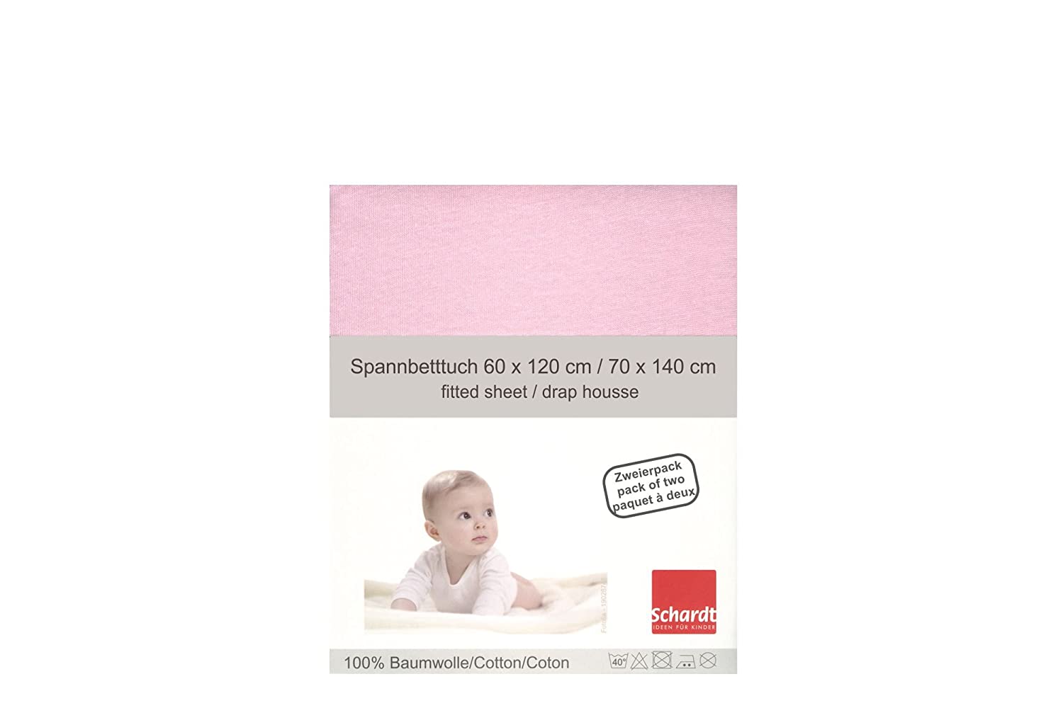 Schardt 13 851 31 Jersey Fitted Bed Sheet, Twin Pack, Pink