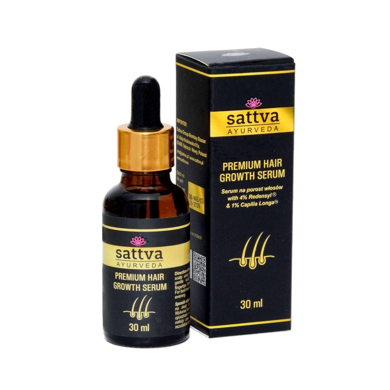 Sattva Ayurveda Hair Growth Serum with Rosemary Extract and Redensyl® for Effective Treatment of Hair Loss in Women and Men