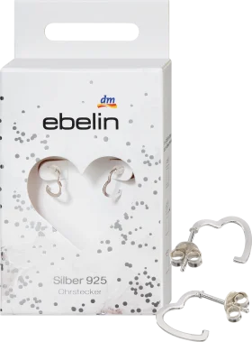 ebelin hoop earrings 925 silver heart shape, 2 pcs