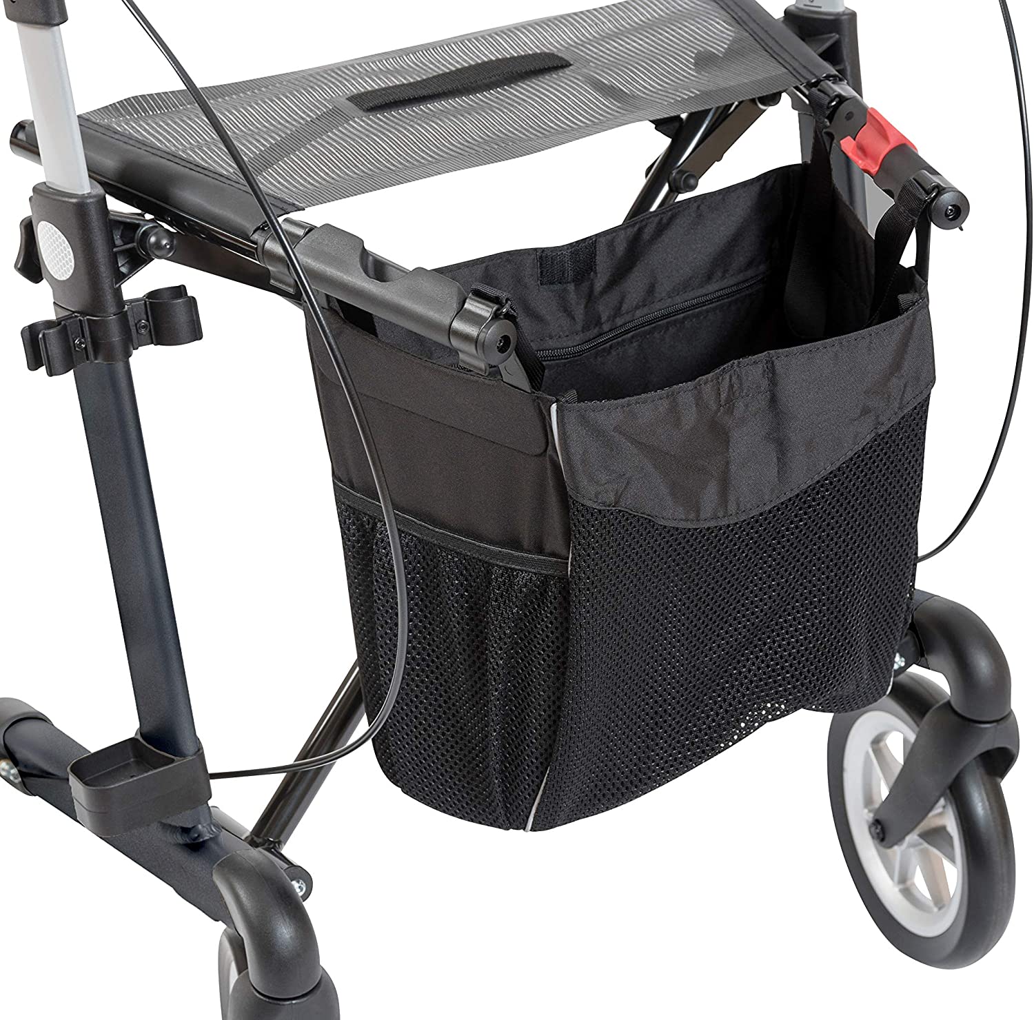 Rehasense Lightweight Rollator Server, Lightweight & Foldable, Aluminium Rollator Load Capacity up to 150 kg with Removable Shopping Bag, Tilting Aid, Aluminium Rollator Foldable, Size L, Anthracite