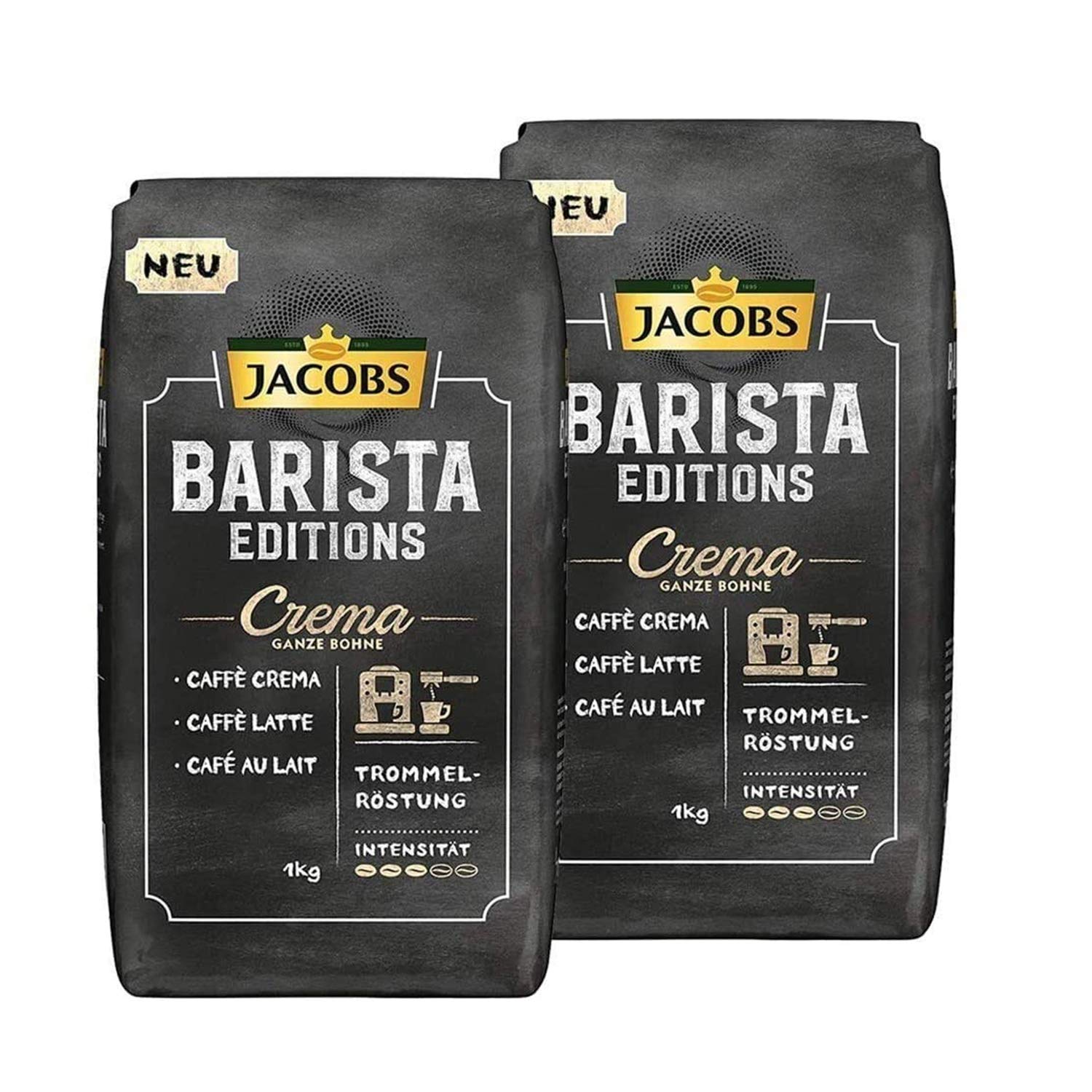 Jacobs Barista Editions Crema, Coffee Whole Bean, 2 x 1 kg