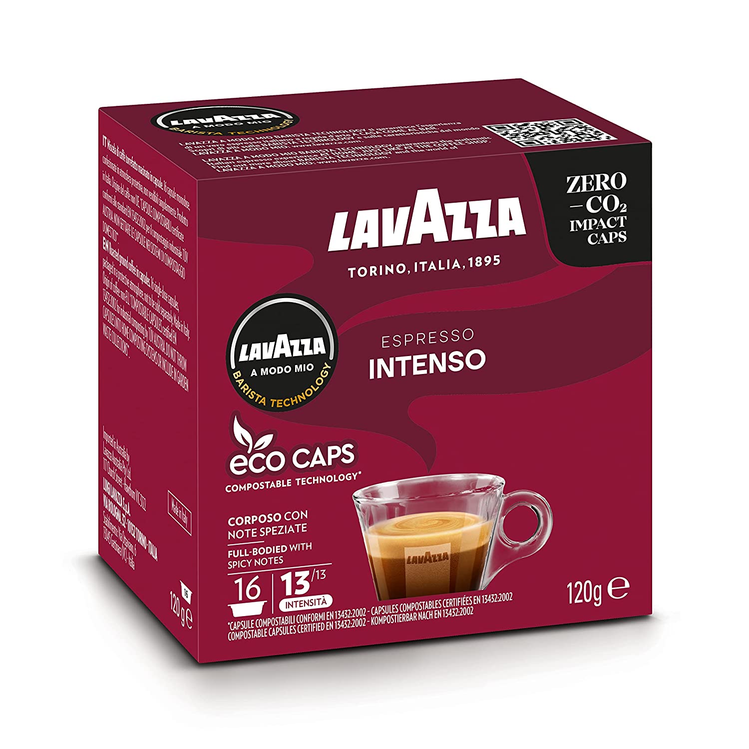 Lavazza A Modo Mio, Espresso Intenso, Kaffee, Kaffeekapseln, 16 Kapseln, Eco Caps